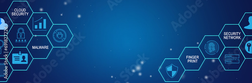Flat icon symbol of technology on gradient blue background color. Concept and idea for technology, innovation and security network.