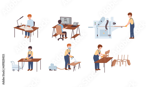 Furniture production process stages.