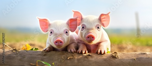 Two piglets on a Swedish pigfarm in Dalarna. photo