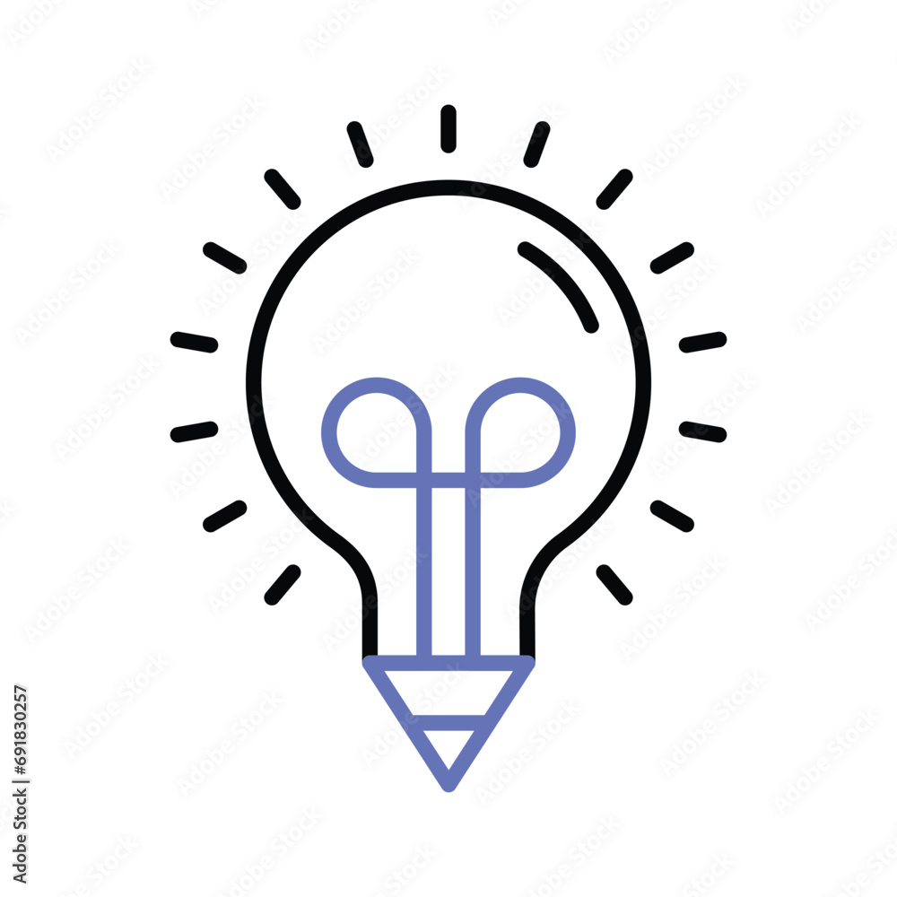 Light bulb with pencil denoting concept icon of creative writing, customizable design Light bulb with pencil denoting concept icon of creative writing, customizable design