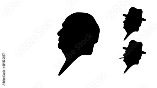 Winston Churchill , Prime Minister of the United Kingdom, black isolated silhouette