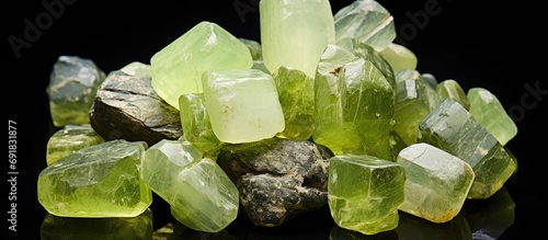 Gemstones from Mali in Africa, consisting of prehnite and epidote. photo