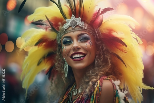 Portrait of person having fun at a colorful carnival