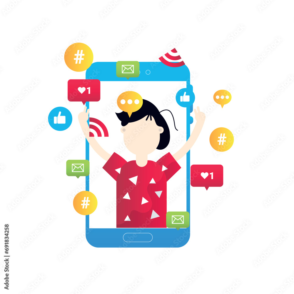 Social media and advertising illustration Social media and advertising illustration