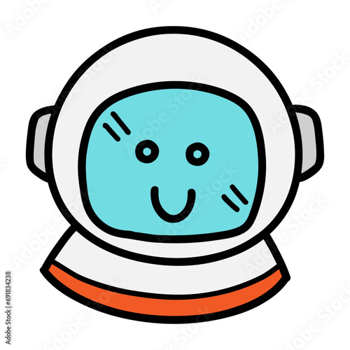 Cute hand drawn astronaut doodle with smile face