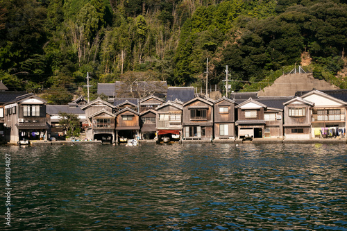 Beautiful fishing village of Ine in the north of Kyoto. Funaya or boat houses are traditional wooden houses built on the seashore.