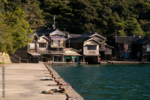 Beautiful fishing village of Ine in the north of Kyoto. Funaya or boat houses are traditional wooden houses built on the seashore.