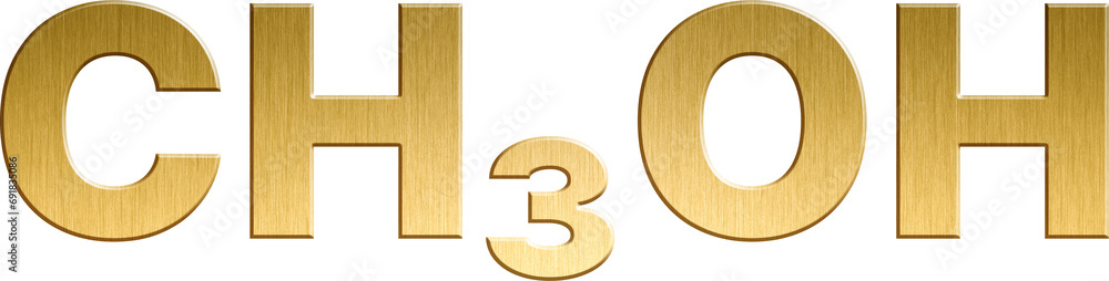 Methanol - CH₃OH Sparkling Gold Organic Chemical Formula Methanol - CH₃OH Sparkling Gold Organic Chemical Formula