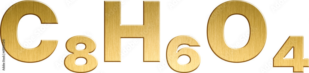 Phthalic Acid - C₈H₆O₄ Sparkling Gold Organic Chemical Formula Phthalic Acid - C₈H₆O₄ Sparkling Gold Organic Chemical Formula