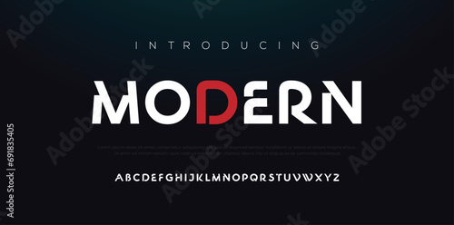 Modern alphabet fonts. Typography minimalist urban digital fashion future creative logo font. vector illustration photo