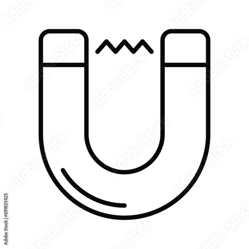 Physics magnet icon in flat style, scalable vector of attraction