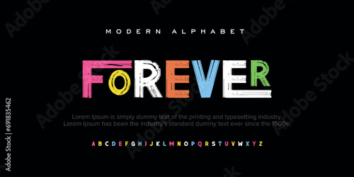 Forever Modern Bold Font. Typography urban style alphabet fonts for fashion, sport, technology, digital, movie, logo design, vector illustration photo