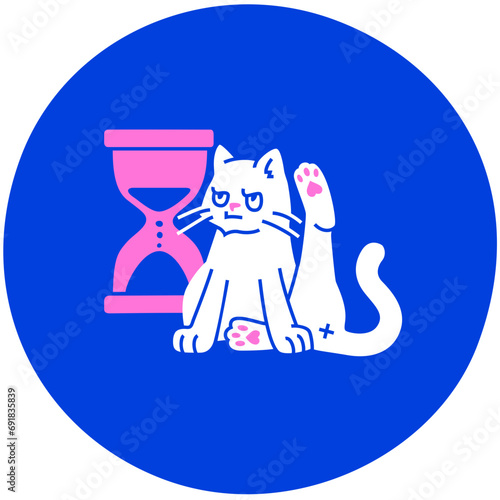 Disgruntled cat waiting flat illustration