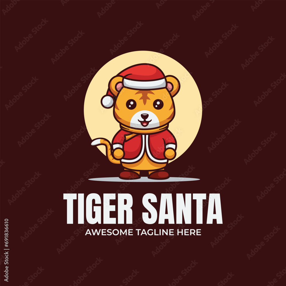 Fototapeta premium Tiger Santa Mascot Logo