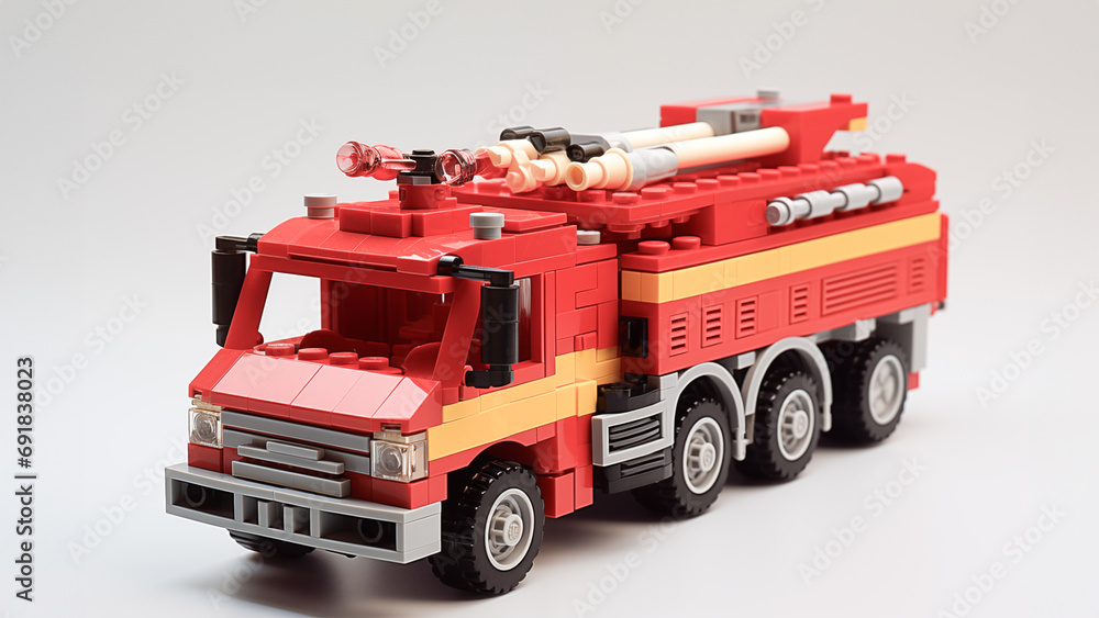 Close up fire fighter truck on white background.
