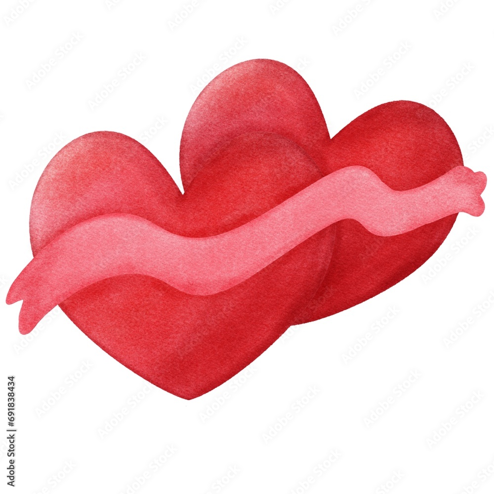 Fototapeta premium Watercolor element red hearts cute for valentines’s day