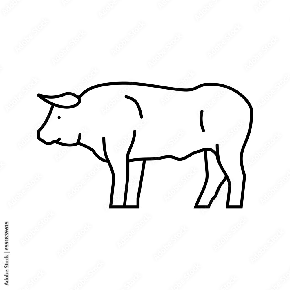 bull standing animal line icon vector. bull standing animal sign. isolated contour symbol black illustration