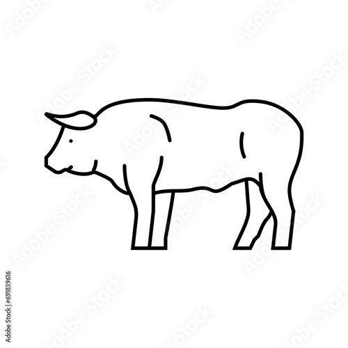 bull standing animal line icon vector. bull standing animal sign. isolated contour symbol black illustration