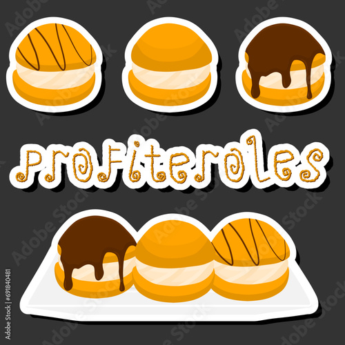 Illustration on theme fresh sweet tasty profiteroles of consisting various ingredients
