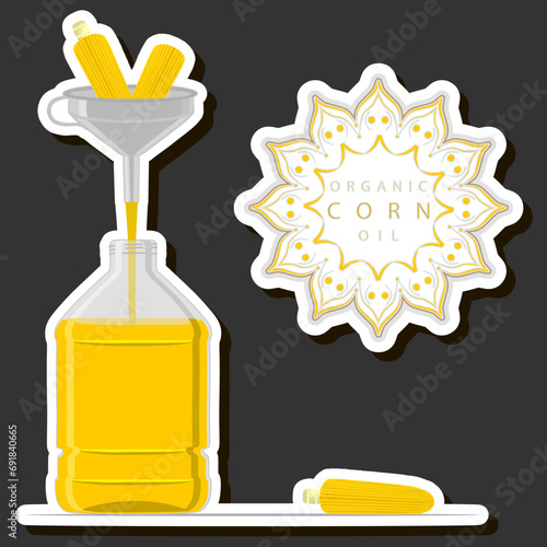 Illustration on theme liquid oil in large glass bottle for cooking food