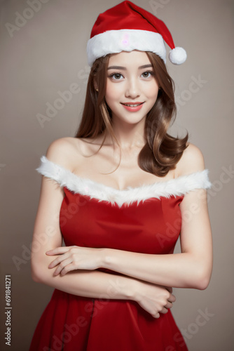 Beautiful Asian woman wearing festive clothes! Pretty, charming and cute!