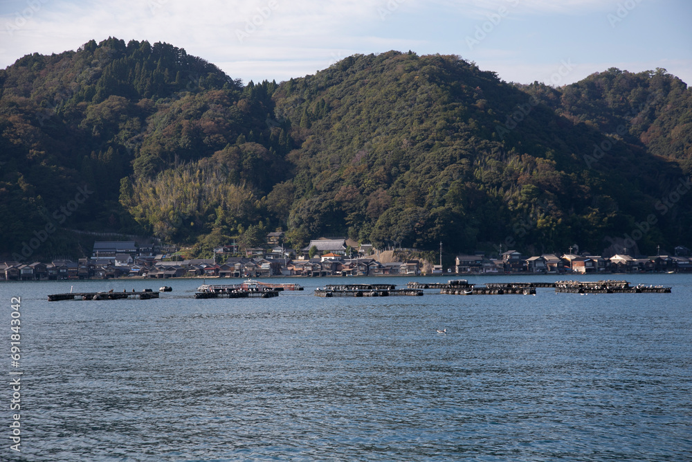 Fish farms located in Ine bay in the beautiful fishing village of Ine in north of Kyoto.