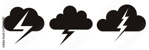 cloud thunder icon set. vector
