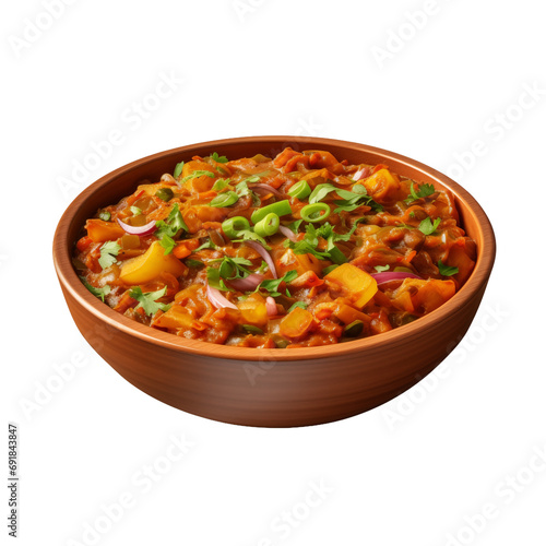Stew with vegetables isolated on transparent background