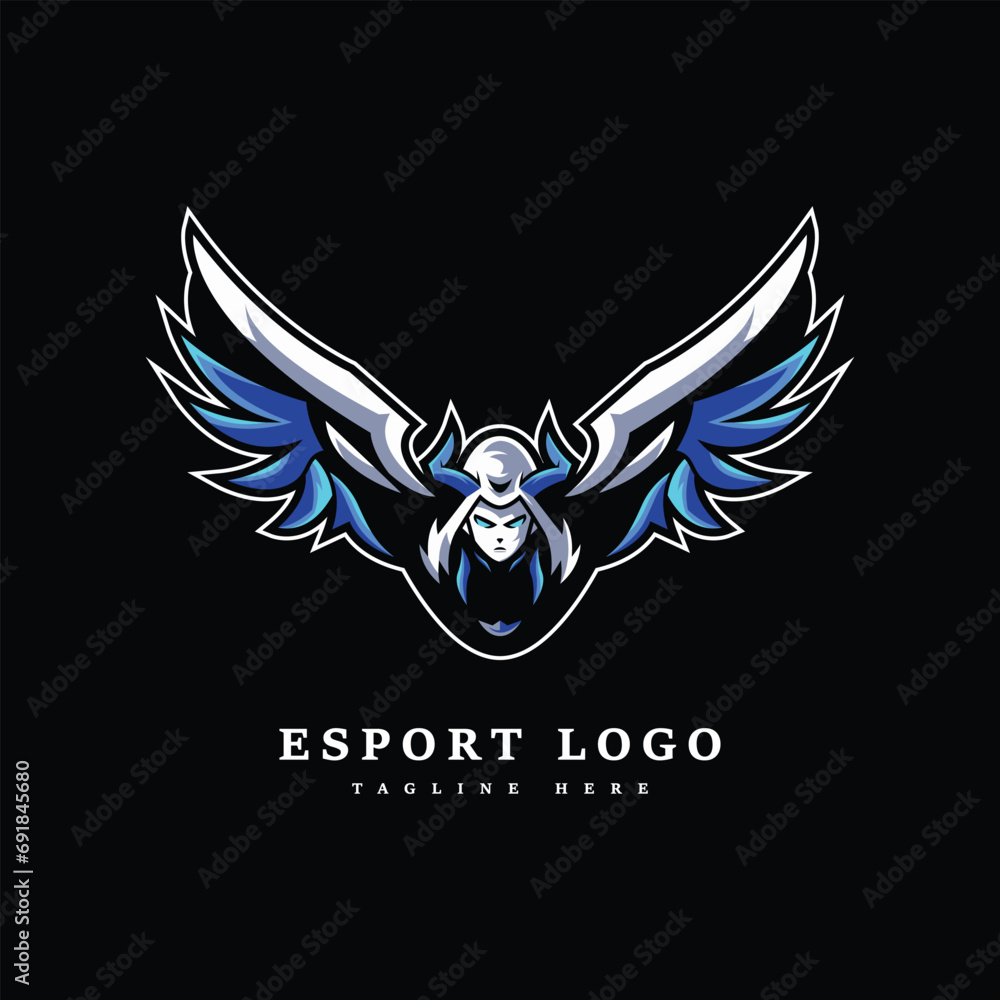 Obraz premium blue devil gaming mascot logo design