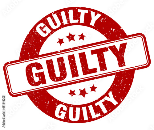 guilty stamp. guilty label. round grunge sign