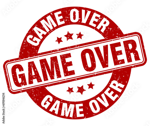 game over stamp. game over label. round grunge sign