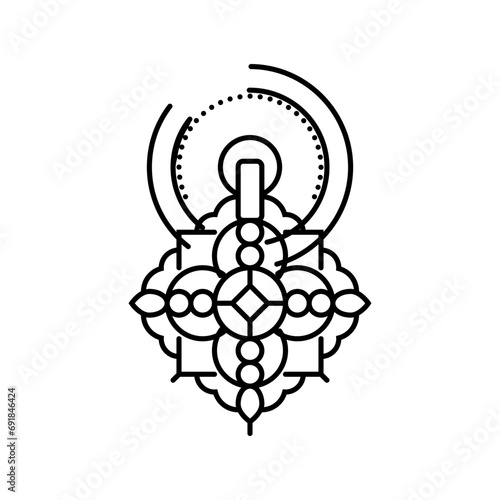 islamic door knocker line icon vector. islamic door knocker sign. isolated contour symbol black illustration