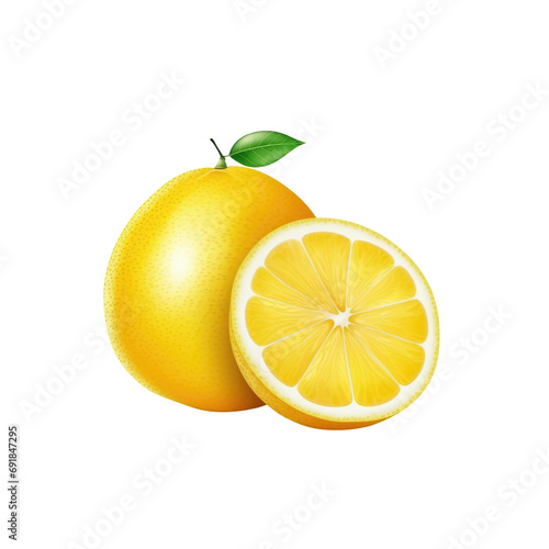 A realistic lemon isolate transparent white background