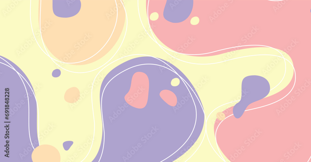 Abstract background various shapes and doodle objects pastel color