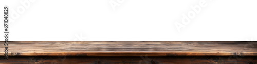 Brown empty wooden table  cut out - stock png.