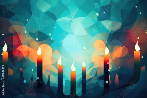 Abstract background with candles and bokeh effect. Abstract blue background with candles for candlemas or epiphany season.