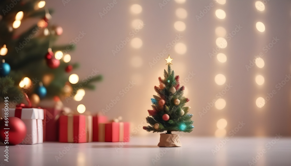 Small christmas tree with gifts and decorations