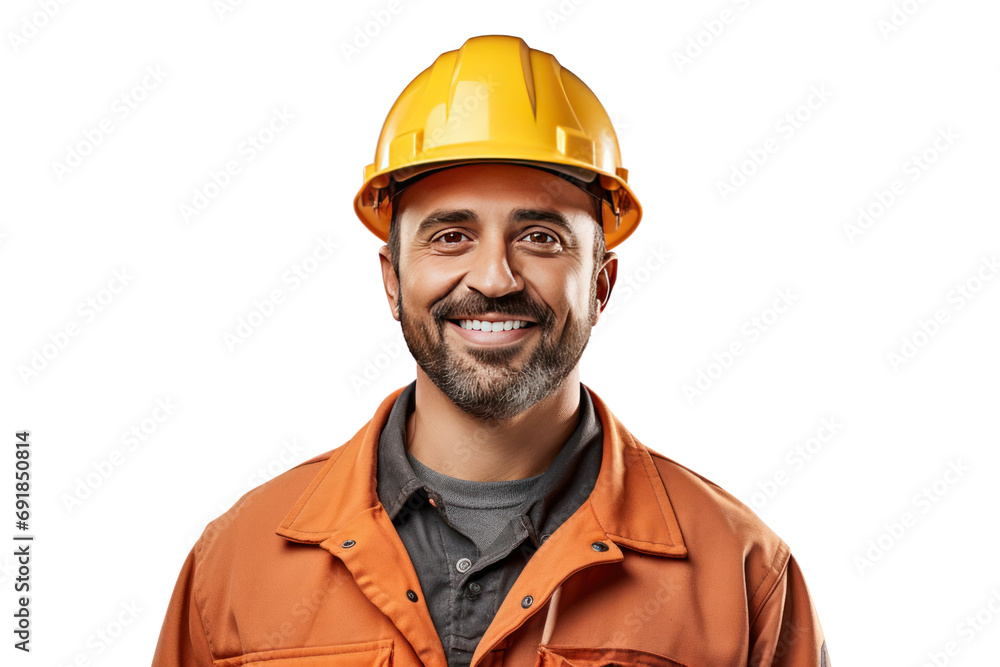 Smiling construction worker wearing uniform Isolated on a clear background, PNG file. Smiling construction worker wearing uniform Isolated on a clear background, PNG file.