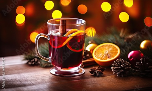 A Festive Glass of Warm Mulled Wine With Citrus, Spices, and Holiday Cheer