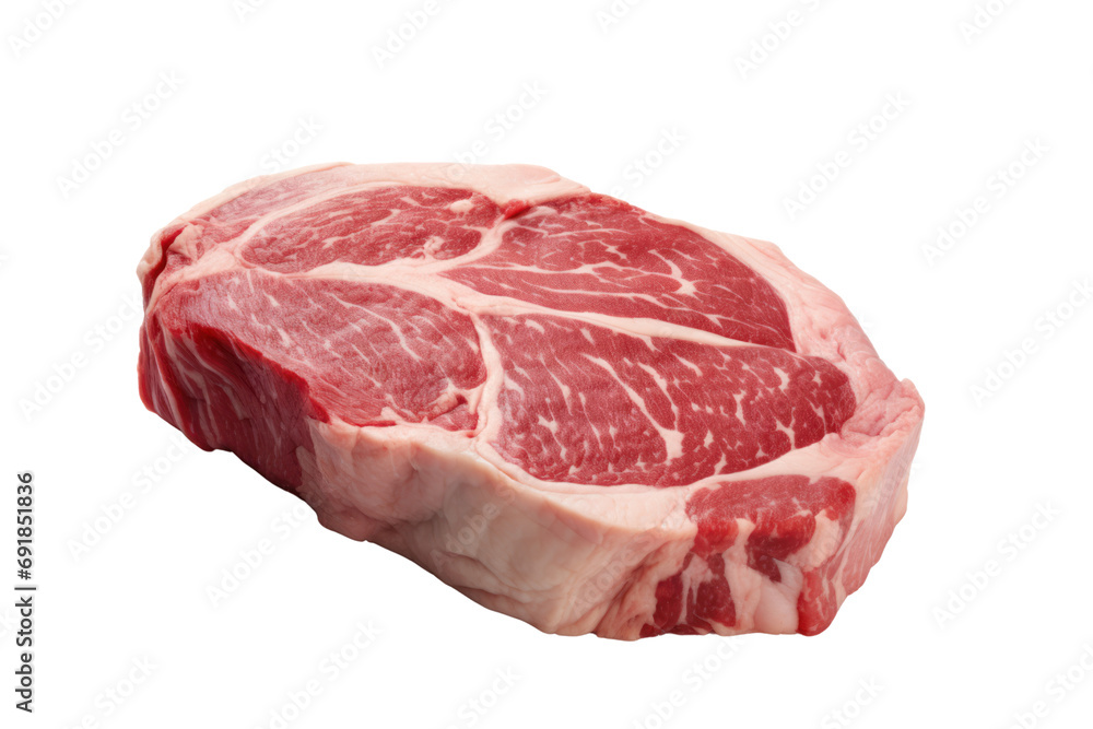 Close-up photo of ribeye steak Isolated on a clear background, PNG file.