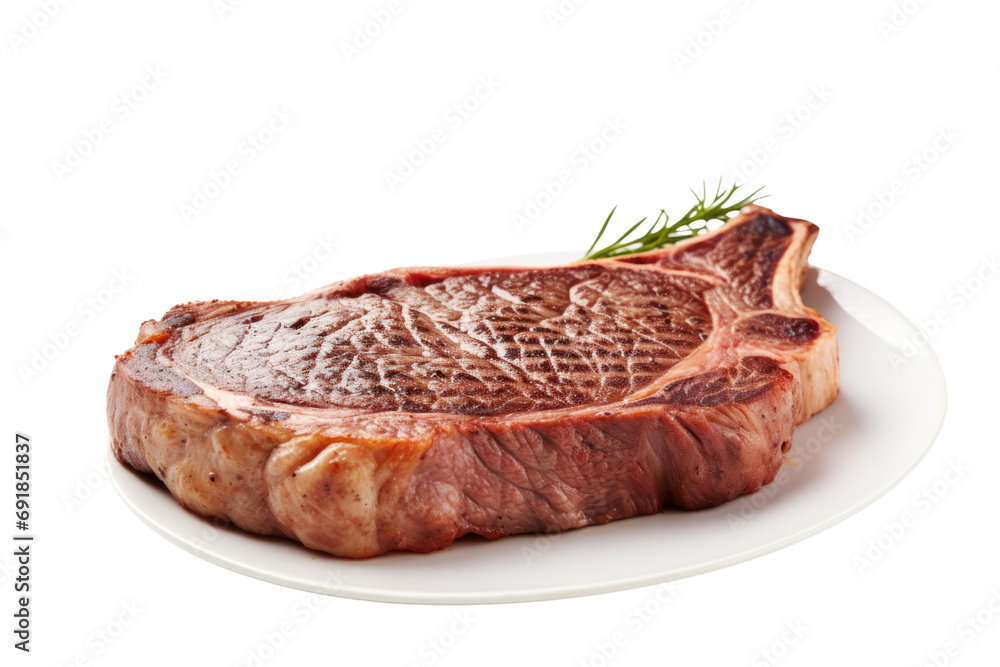 Close-up photo of ribeye steak Isolated on a clear background, PNG file.