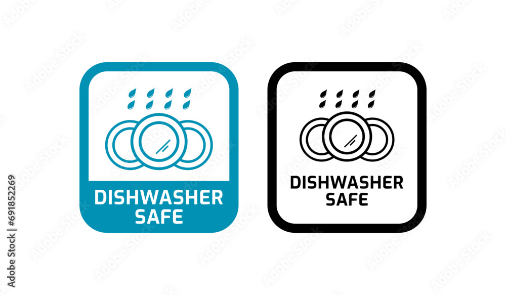 Dishwasher safe icon logo vector template. Suitable for information and product label Dishwasher safe icon logo vector template. Suitable for information and product label