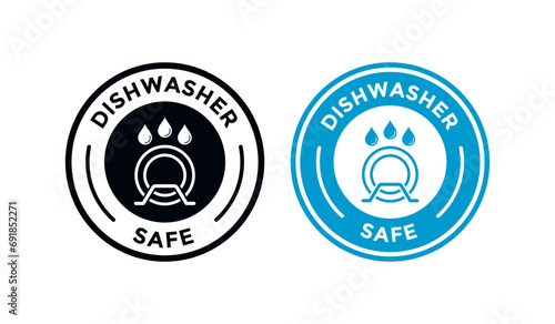Dishwasher safe circle logo vector template. Suitable for information and product label
