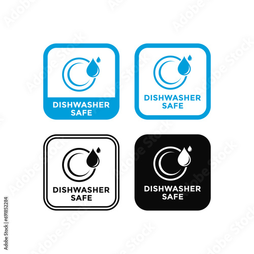 Dishwasher safe plate logo vector template. Suitable for information and product label