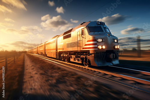 Fast train going by, depicting modern transport, mobility, and infrastructure