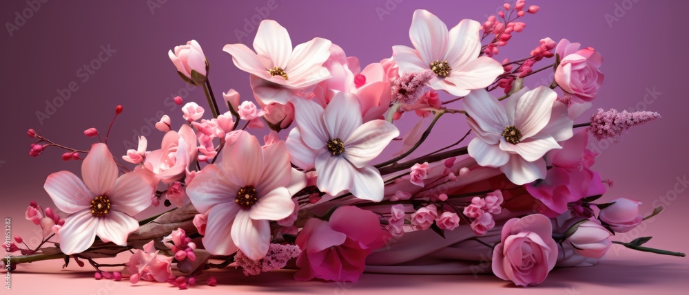 light pink flowers Valentine's Day concept The beauty of pink flowers Conveys love. Generative AI light pink flowers Valentine's Day concept The beauty of pink flowers Conveys love. Generative AI