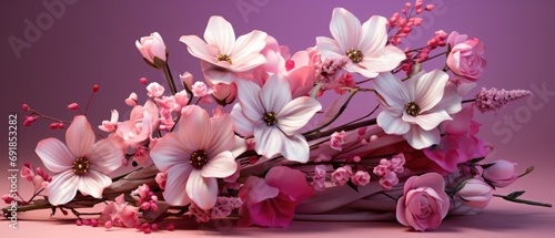 light pink flowers Valentine s Day concept The beauty of pink flowers Conveys love. Generative AI