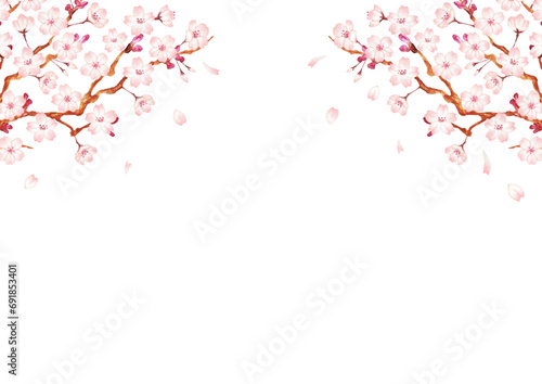 手書きの桜の木の背景イラスト