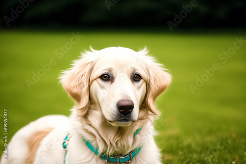 Portrait of a beautiful dog standing in the park. Generative AI photo