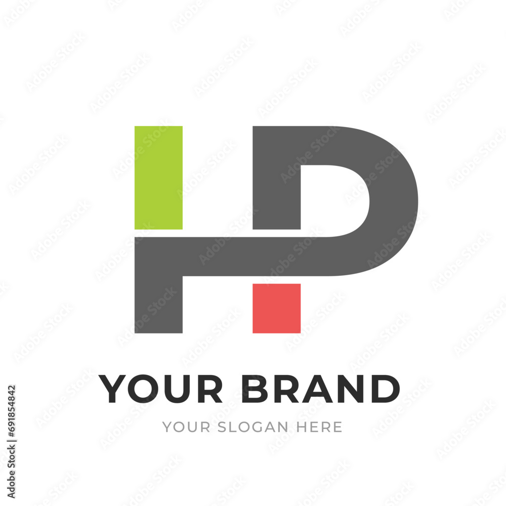 Set of Letter HP, PH, H, P Logo Design Collection, Initial Monogram Logo, Modern Alphabet Letter HP, PH, H, P Unique Logo Vector Template Illustration for Business Branding.